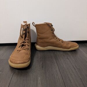 Vivo Barefoot Tan Lace-Up Boots with Suede Finish